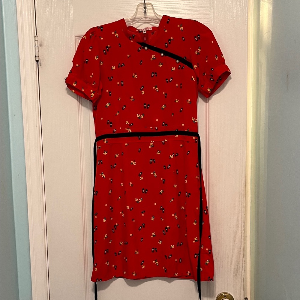 Mandarin style doll print dress